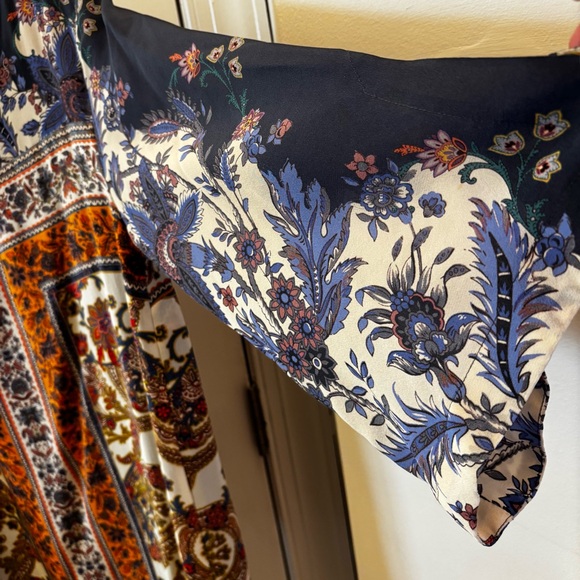 Anthropologie Maeve 100% Silk Paisley Dress Barcelona with Wide Sleeves size 8 - Picture 7 of 9